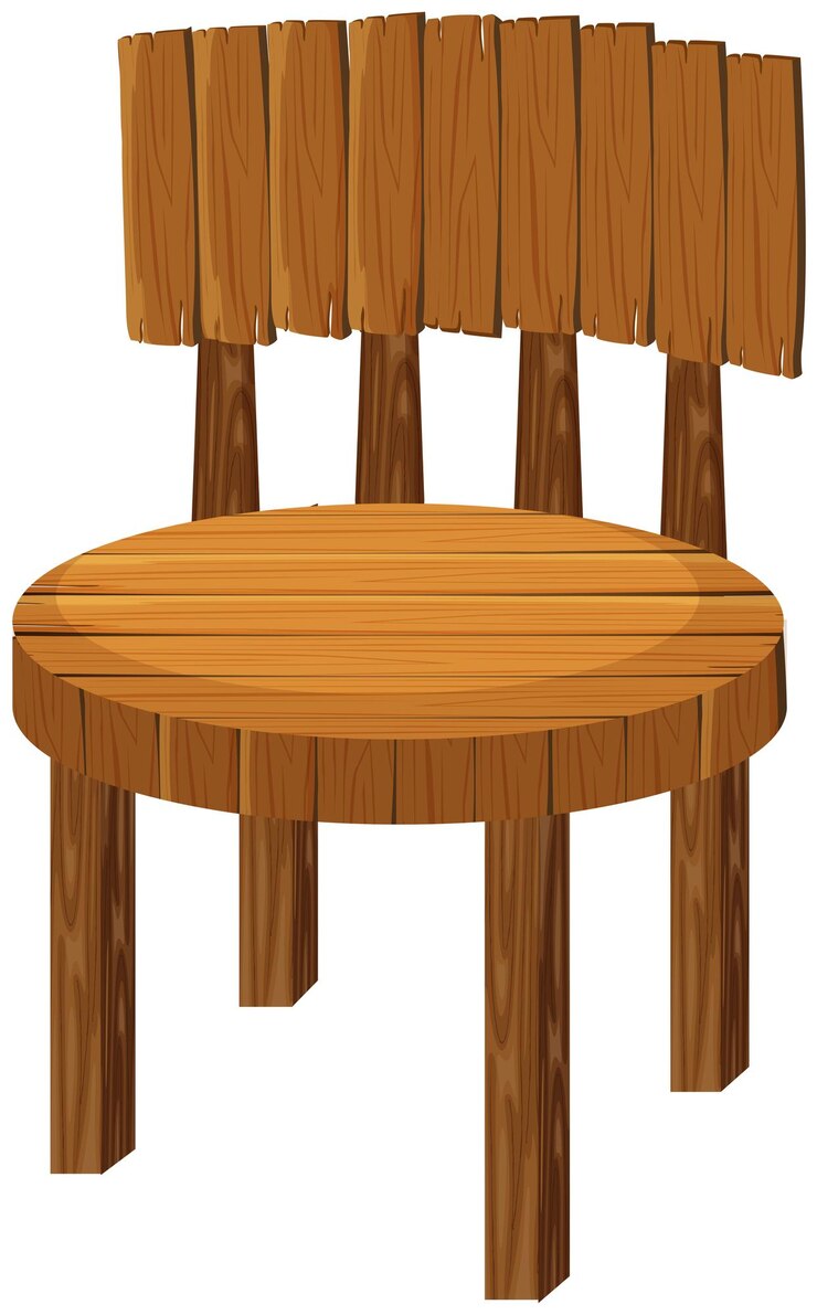 Vector silla redonda de madera en blanco