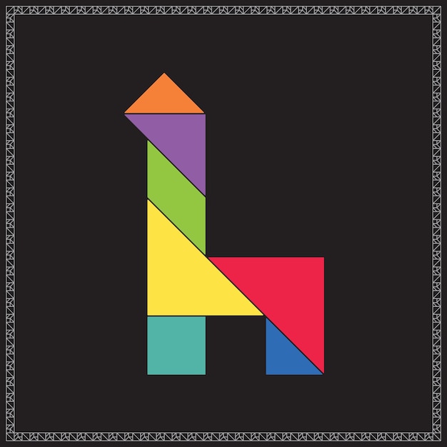 Silla de rompecabezas de Tangram Vector Ilustración geométrica de colores