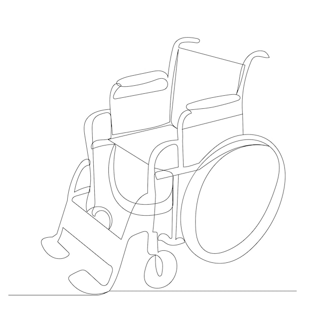 Silla de ruedas un dibujo de línea continua aislado