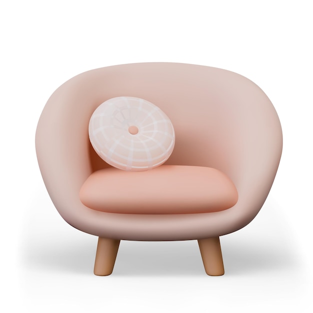 Silla suave con cojín redondo Silla linda sobre fondo blanco
