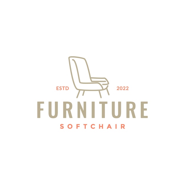 Silla suave confort sofá muebles de madera línea interior minimalista moderno logotipo diseño vector