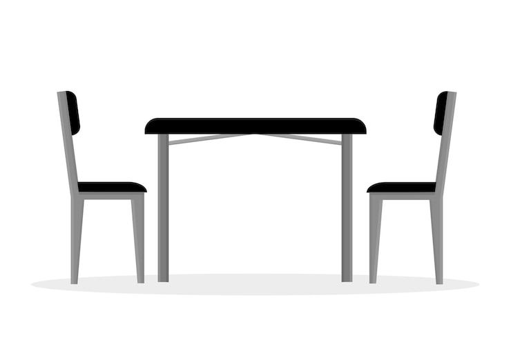 Vector sillas de cocina y mesa para la cena ilustración vectorial
