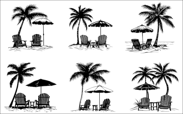 sillas de paraguas vector de relajación de verano