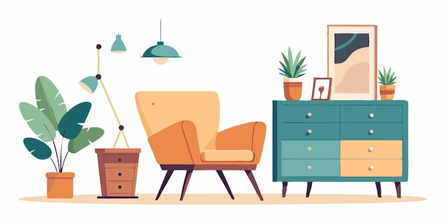 sillas y taburetes interiores para gabinete de sala de estar elementos de decoración de dibujos animados