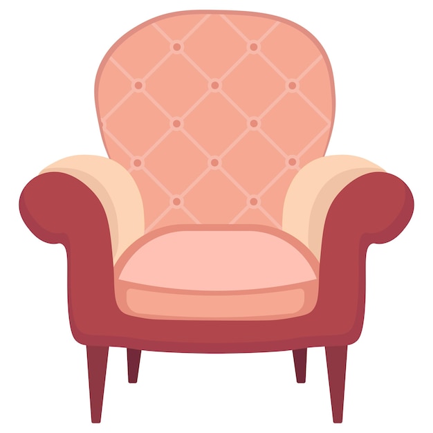 Vector sillón acogedor sobre fondo blanco estilo de dibujos animados ilustración vectorial