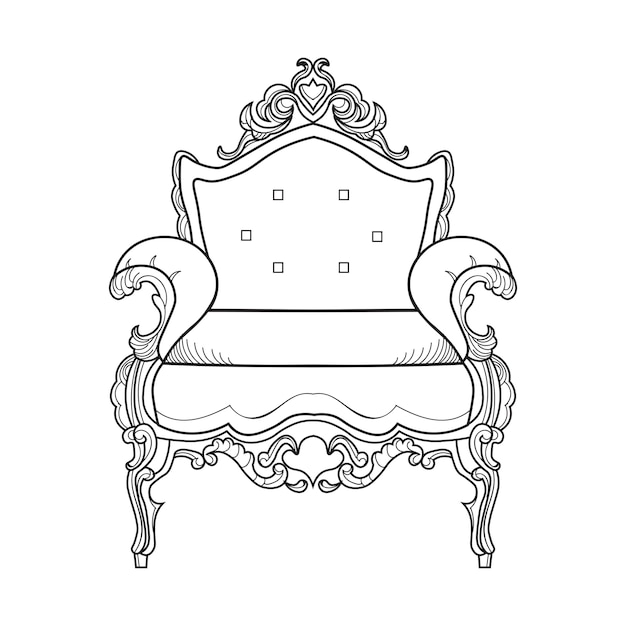 Sillón con adornos de lujo. vector de estructura intrincada rica de lujo francés. decoración de estilo victoriano real