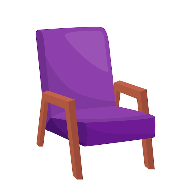 Sillón de color púrpura brillante sobre fondo blanco, ilustración vectorial