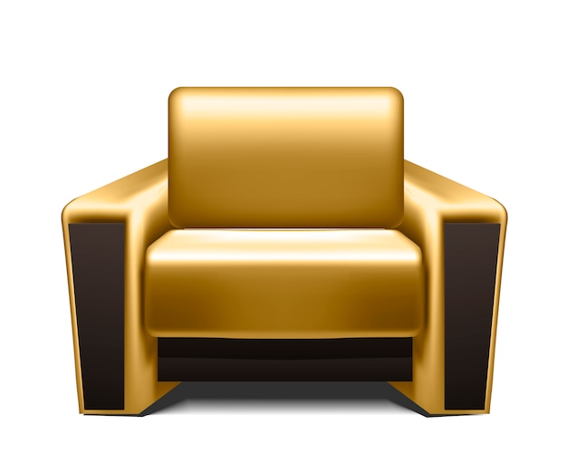 Vector sillón de cuero dorado