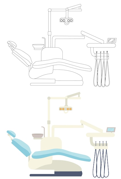 Sillón dental con dibujo, vector aislado