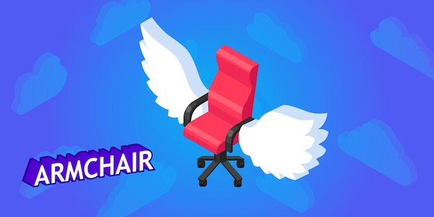 Sillón diseño isométrico icono Vector web ilustración 3d colorido concepto