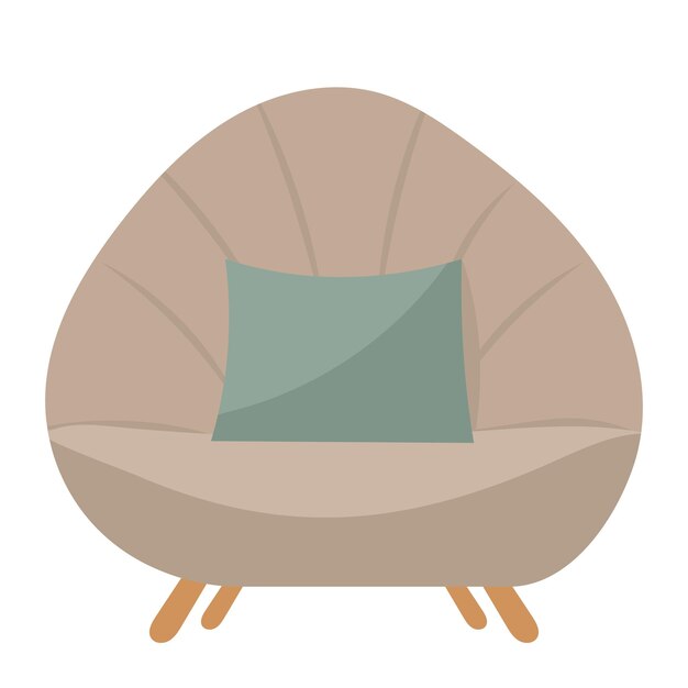 sillón en estilo plano sobre vector de fondo blanco