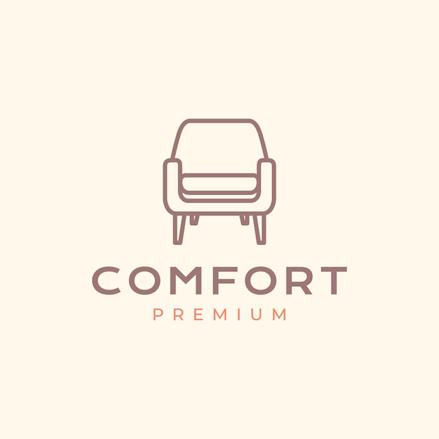 sillón muebles propiedad interior minimalista línea de estilo simple diseño de logotipo moderno ilustración de icono vectorial