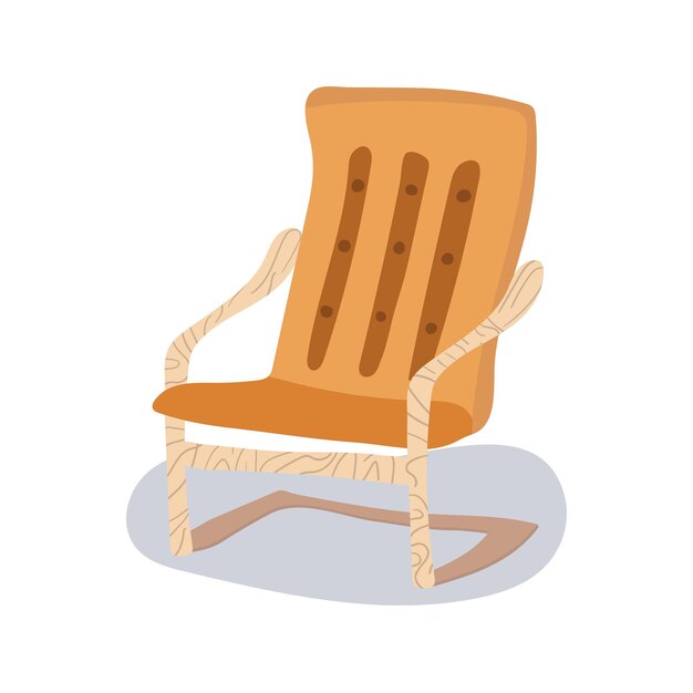 Sillón naranja. muebles de moda en concepto interior de estilo escandinavo. ilustración vectorial plana. objeto separado aislado sobre fondo blanco.