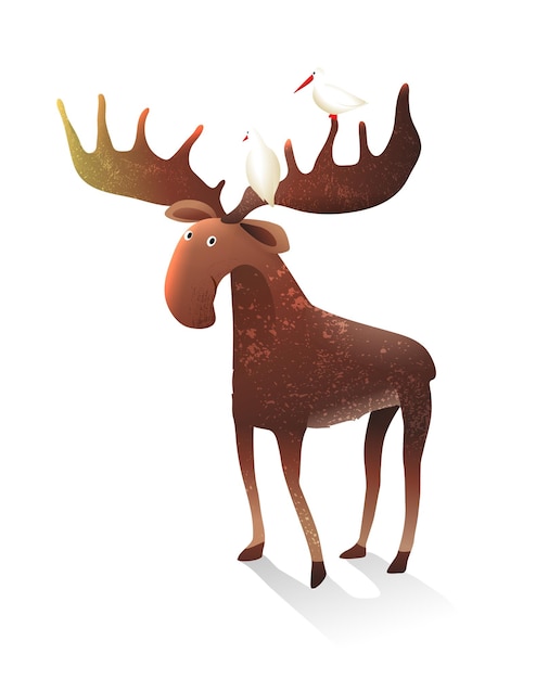 Vector silly moose funny animal ilustración para niños