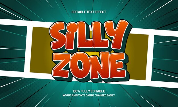 Silly zone efecto de texto editable con un estilo de texto cómico y divertido