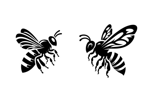 Silueta de abeja con fondo blanco