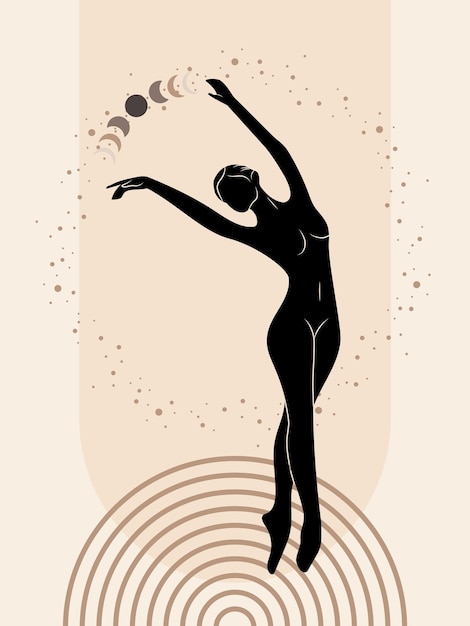 Silueta abstracta femenina Silueta femenina de una línea Póster