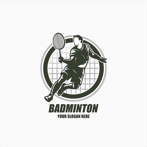 Vector silueta abstracta de un jugador de bádminton sobre un fondo negro el jugador de bábminton hombre vector