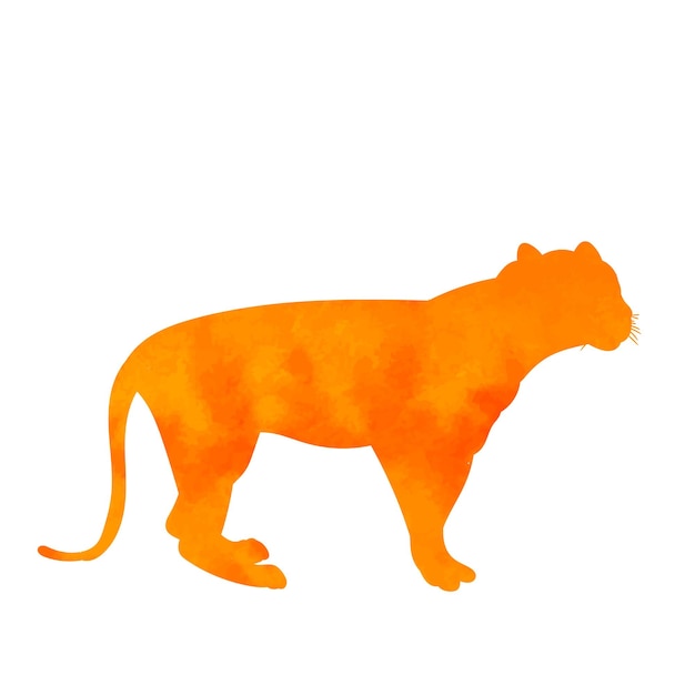 Silueta acuarela aislada de un tigre
