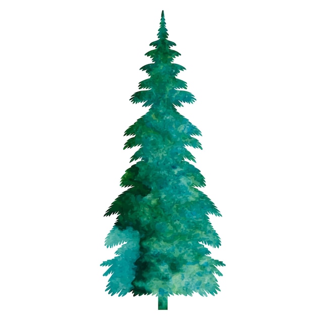 Vector silueta acuarela árbol de navidad aislado