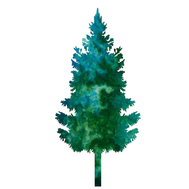 Silueta acuarela árbol de navidad naturaleza diseño vector