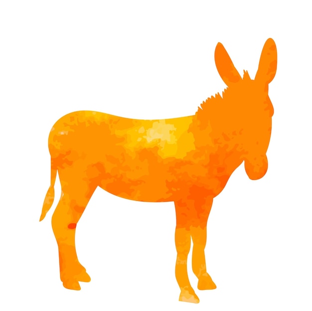 Silueta de acuarela de un burro