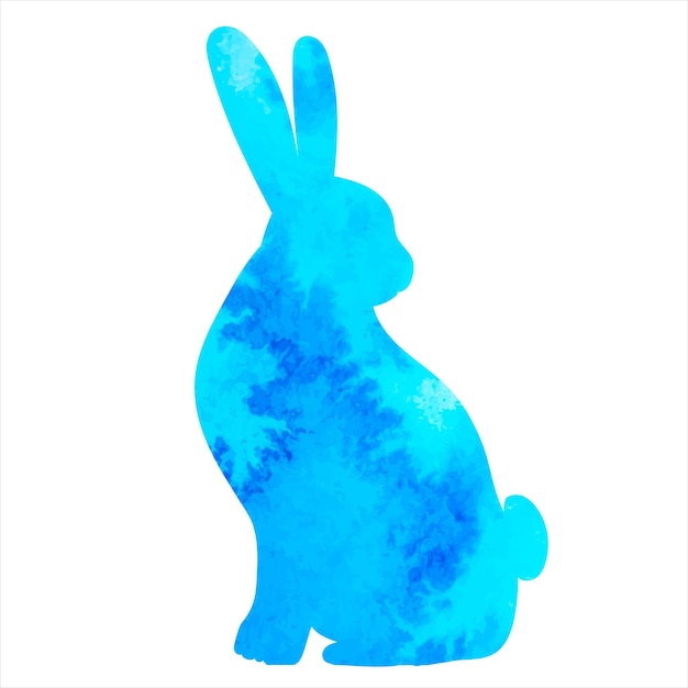 Vector silueta de acuarela de conejo liebre sobre fondo blanco