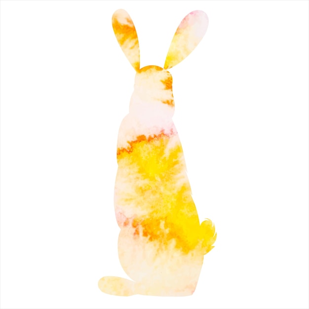 Silueta de acuarela de conejo en vector aislado de fondo blanco