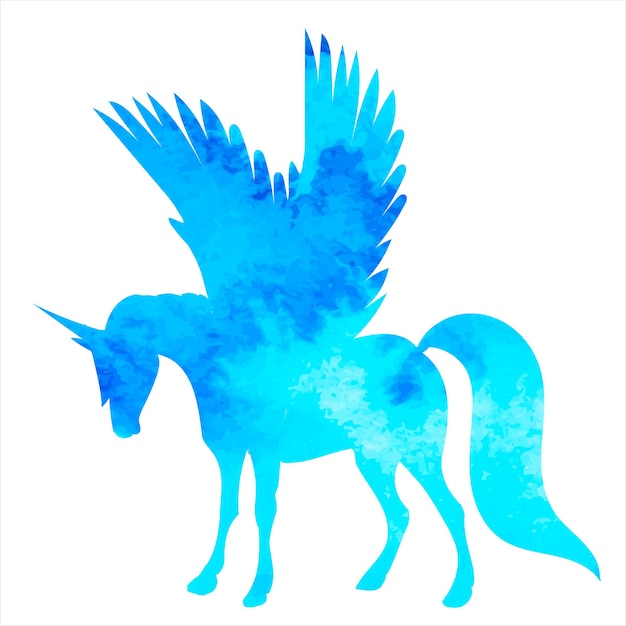 Vector silueta de acuarela de pegasus en vector aislado de fondo blanco