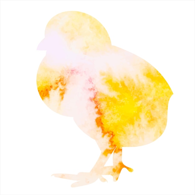 Silueta de acuarela de pollo sobre fondo blanco, vector