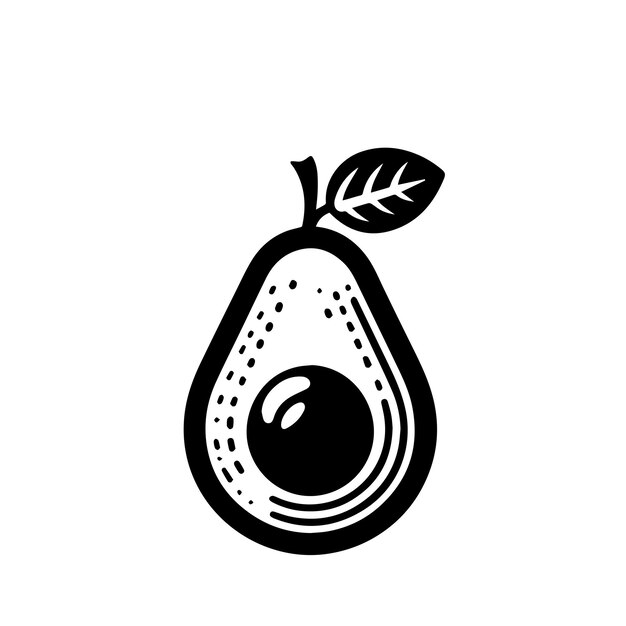 Silueta de aguacate Icono del logotipo del aguacate en blanco y negro