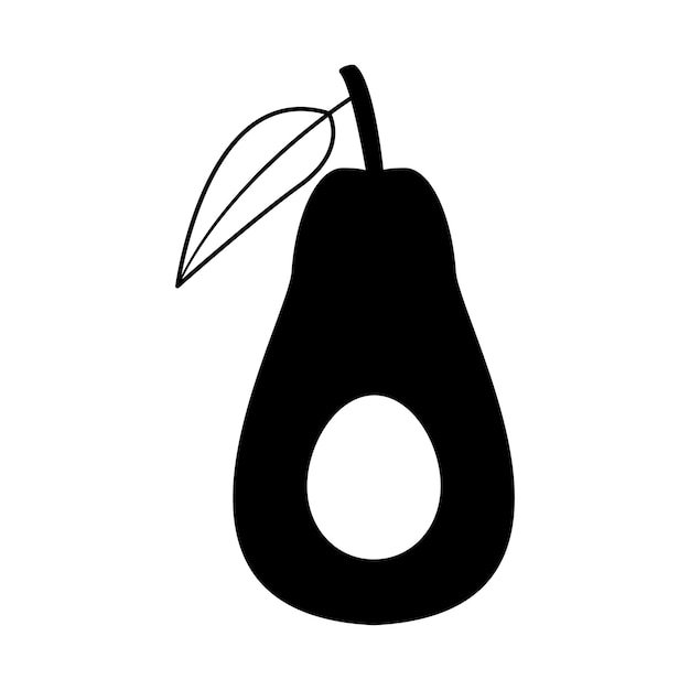 Silueta de aguacate ilustración vectorial aislada en un fondo blanco