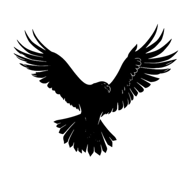 Silueta de águila aislada con las alas extendidas