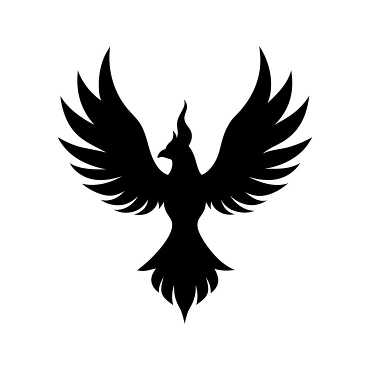 silueta de águila con alas de fuego