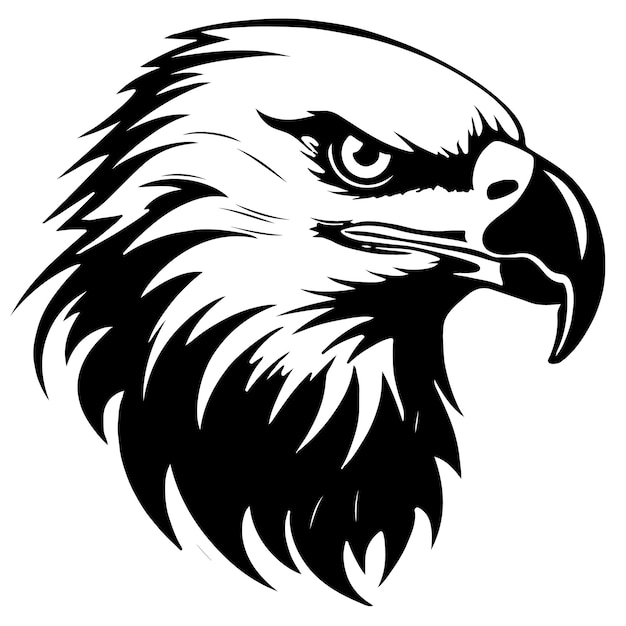 Silueta de águila plantilla de logotipo en blanco y negro símbolo y signo de tatuaje de animal