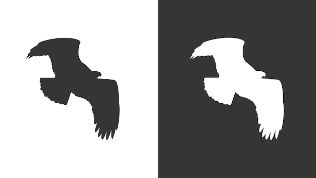 Silueta de águila vectorial Silueta de pájaro volador Logotipo de águila