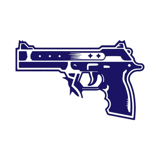 Una silueta aislada del logotipo del icono de la pistola vectorial