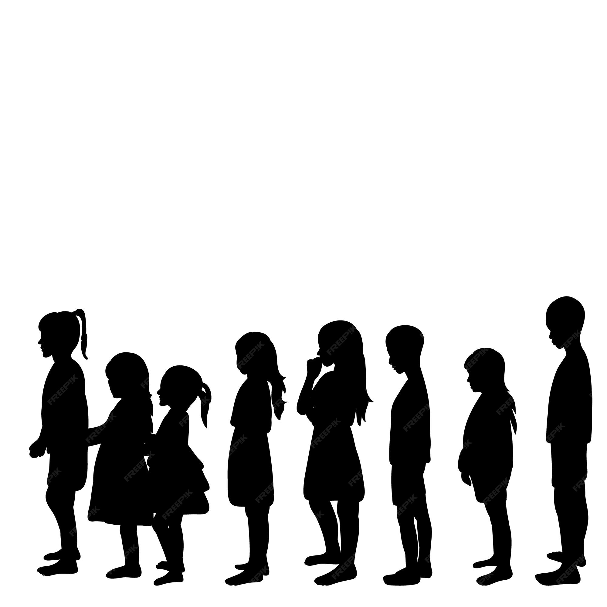 Silueta aislada de niños haciendo fila | Vector Premium Silueta aislada de niños haciendo fila | Vector Premium