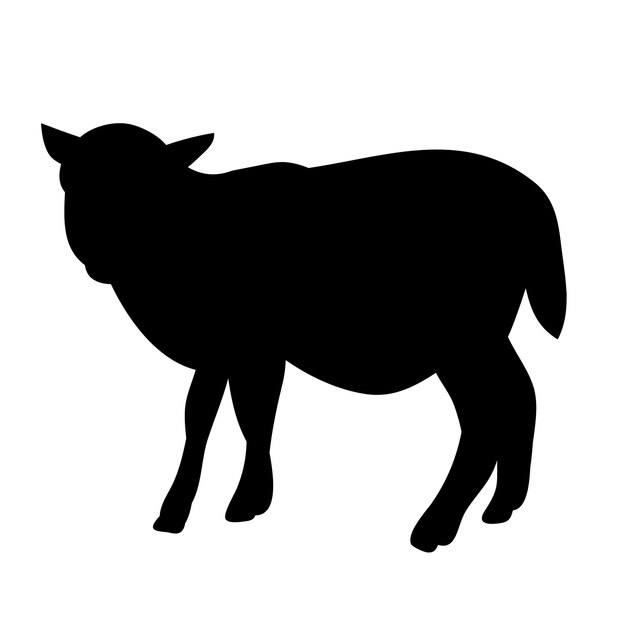 Silueta aislada vectorial de un cordero sobre un fondo blanco