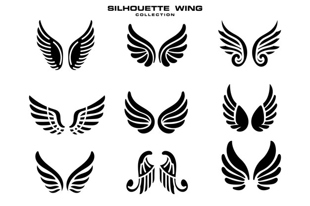 Silueta de alas de ángel de diseño plano