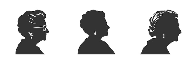 Silueta de anciana ilustración vectorial