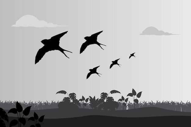 silueta, animal, en, naturaleza, fondo blanco