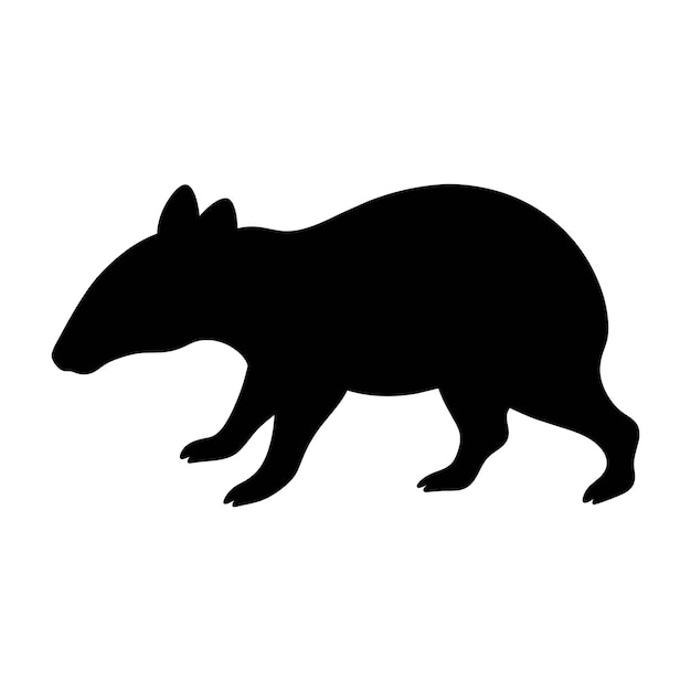 Vector silueta de un animal tapir en blanco