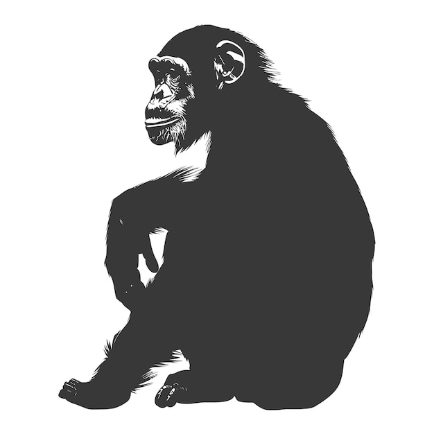 Vector silueta animales de chimpancé sólo color negro