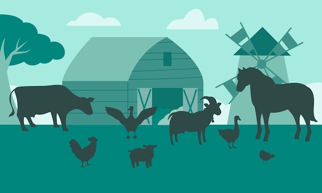 Silueta de animales de granja