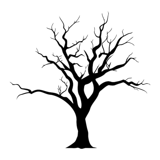 Vector silueta de árbol desnudo sin hojas ilustración vectorial