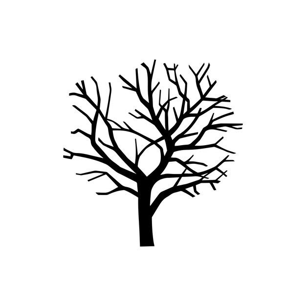 Silueta de un árbol desnudo con ramas Diseño de íconos vectoriales