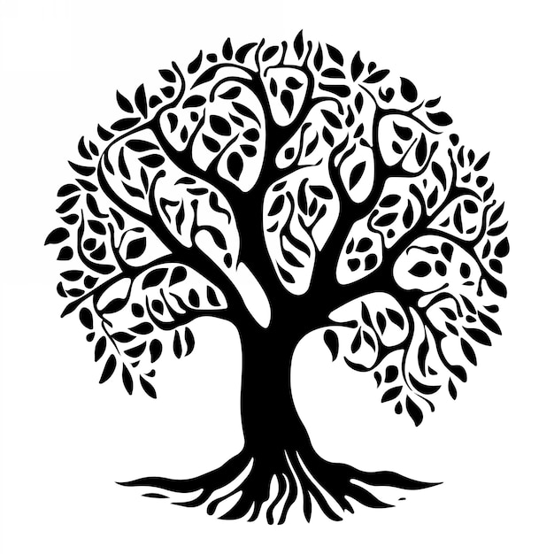 Vector silueta de árbol dibujada a mano con ilustraciones vectoriales aisladas