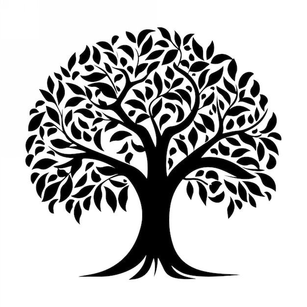 Silueta de árbol dibujada a mano con ilustraciones vectoriales aisladas