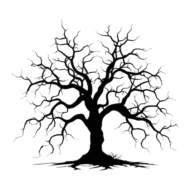 Silueta, árbol de halloween, con, murciélagos, eps10, vector, ilustración